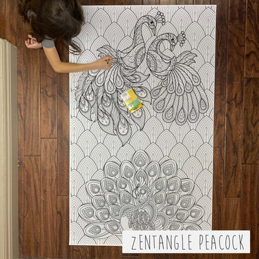 Zentangle Peacock Table Size Coloring Sheet